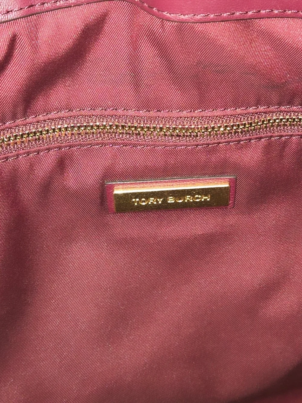 Tory Burch Quilted Leather Shoulder Tote in Burgundy
